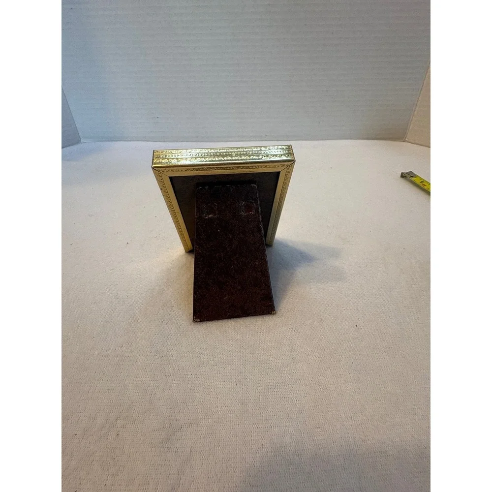 Vintage Gold Tone Embossed Metal Picture Frame Small 3x4 Tabletop Display‎